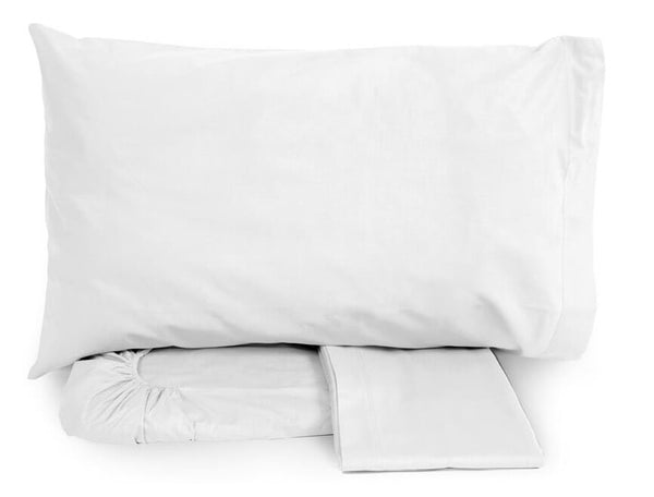 acquista Satz Baumwollbettwäsche oben und unten mit Ecken und Kissenbezügen Neith Silber Weiß Verschiedene Größen