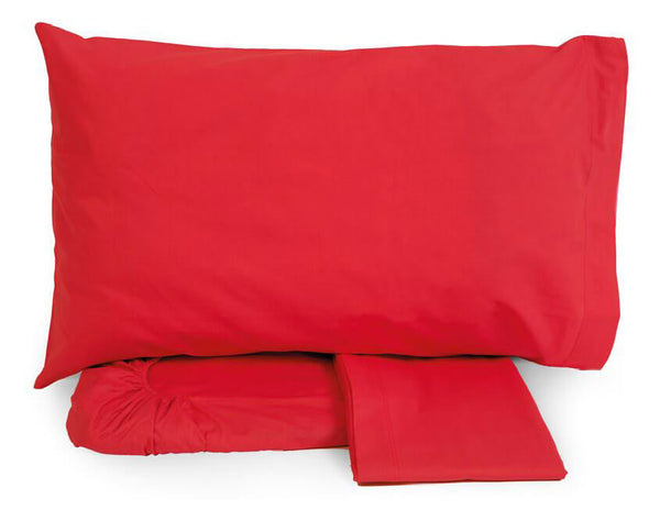 Satz Baumwolllaken oben und unten mit Ecken und Kissenbezügen Neith Silber Rot Verschiedene Größen sconto