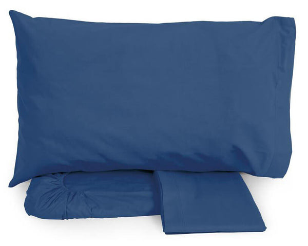 Satz Baumwollbettwäsche oben und unten mit Ecken und Kissenbezügen Neith Silberblau, verschiedene Größen acquista