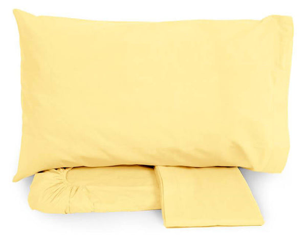 Satz Baumwolllaken oben und unten mit Ecken und Kissenbezügen Neith Silbergelb, verschiedene Größen sconto