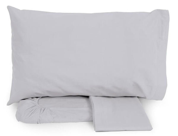 sconto Satz Baumwollbettwäsche oben und unten mit Ecken und Kissenbezügen Neith Silbergrau, verschiedene Größen