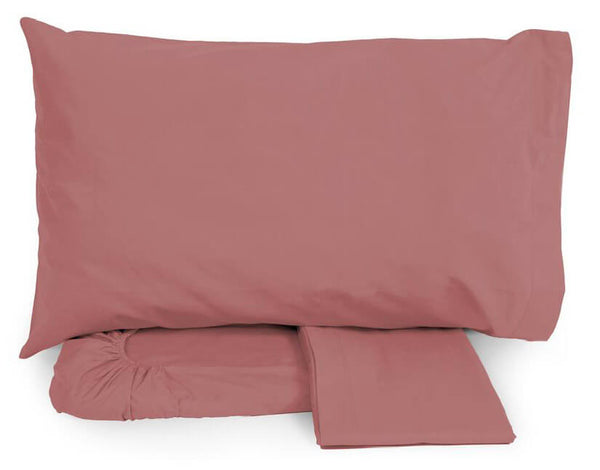 Satz Baumwolllaken oben und unten mit Ecken und Kissenbezügen Neith Silver Raspberry Verschiedene Größen prezzo