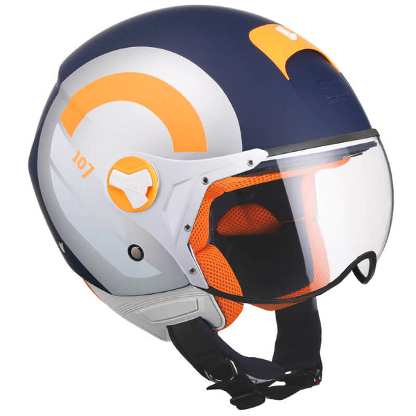 Demi-Jet Scooter Helm geformtes Visier CGM Taormina 107R Matt Blau Verschiedene Größen sconto