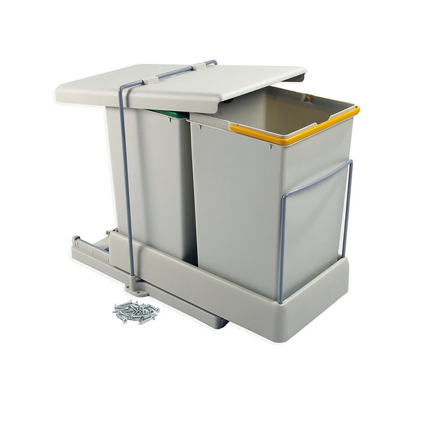 acquista Emuca Grauer Abfallbehälter 2 Behälter für Kücheneinheiten 14L Automatische Entnahme