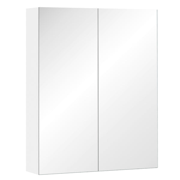 Badezimmer-Wandschrank 2 Spiegeltüren aus MDF 60 x 15 x 75 cm Morgenweiß sconto