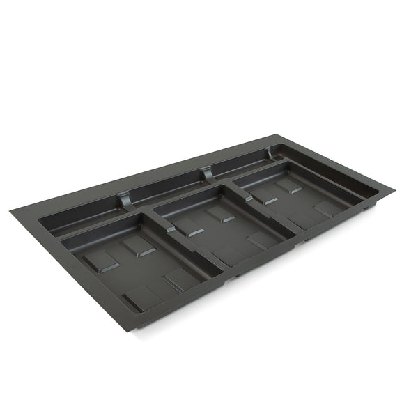 sconto Unterschrank mit 3 Plätzen für separaten Abfallbehälter für 90-cm-Küchenschubladen aus grauem Kunststoff Emuca