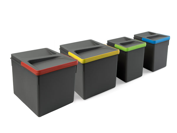 online Abfalleimer 4 Behälter H21,6 cm aus Anthrazitgrauem Emuca-Kunststoff