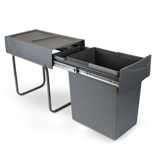 Anthrazitgrauer 20-Liter-Abfallbehälter Emuca für Möbel aus Stahl und Kunststoff online