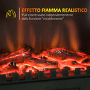 Camino Elettrico da Terra 41.5x28x54 cm 2000W Effetto Fiamma Nero -4