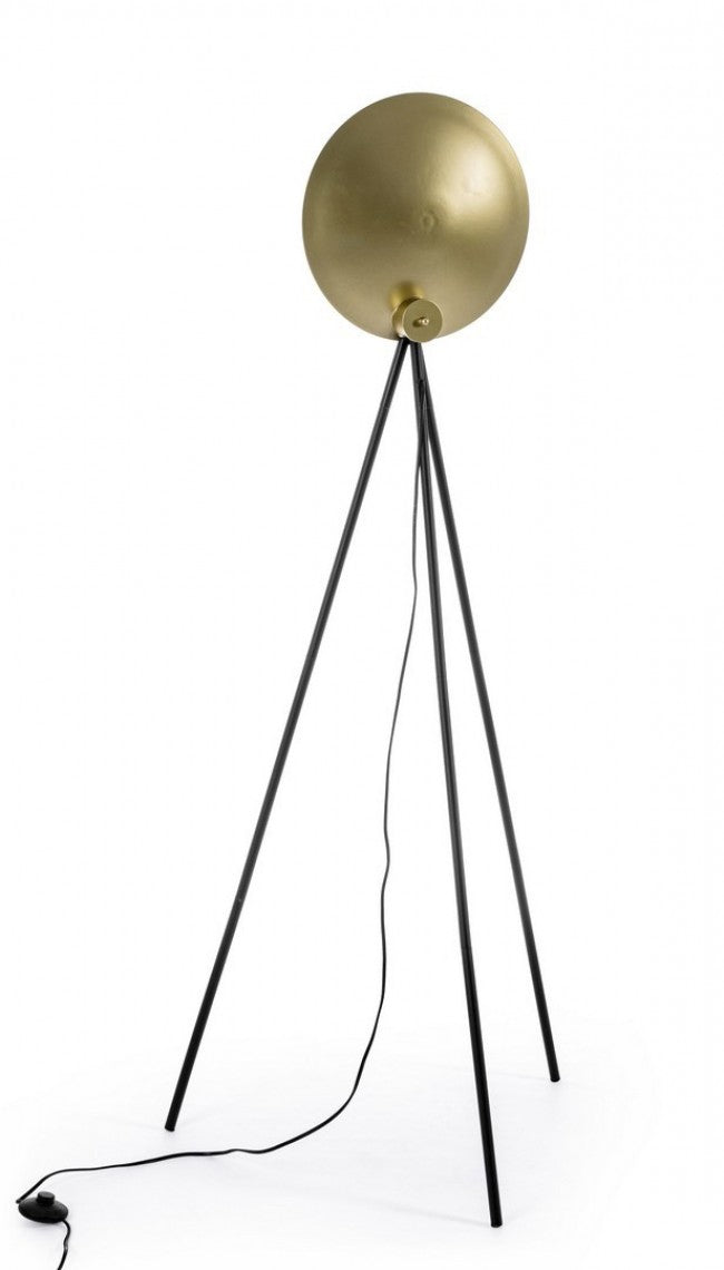 Lampada da Terra Piantana 87x56x155 cm E27 con Treppiede Nero e Oro-2