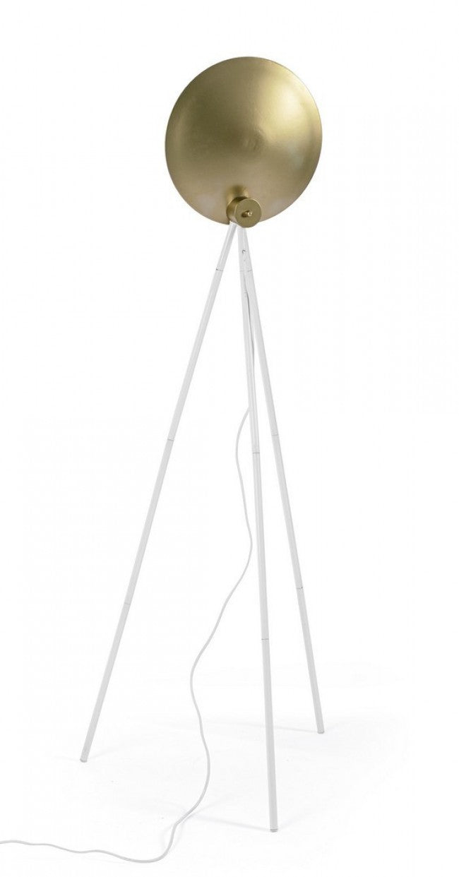 Lampada da Terra Piantana 87x56x155 cm E27 con Treppiede Bianco e Oro-2