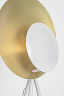 Lampada da Terra Piantana 87x56x155 cm E27 con Treppiede Bianco e Oro-3