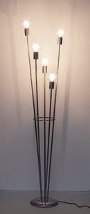 Lampada da Terra Piantana 34x30x155 cm 5 Luci E27 in Acciaio Argento-5