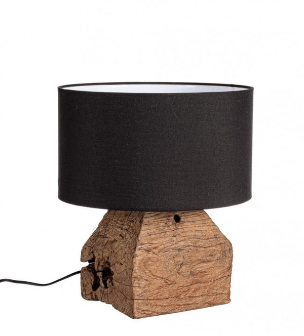 Tischlampe Ø35x40 cm E27 in Holzschirm aus schwarzer Baumwolle online