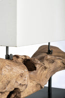 Lampada da Tavolo 75x25x55 cm E27 in Legno e Acciaio Pralume in Cotone Bianco-2