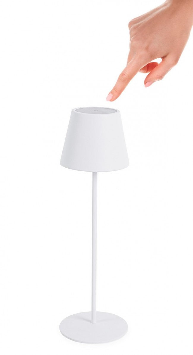 Lampada da Tavolo Ø12x38 cm in Acciaio Bianco-2