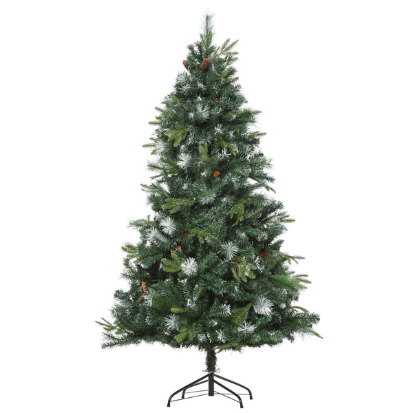 Künstlicher Weihnachtsbaum schneebedeckt 180 cm 1077 Äste mit grünen Tannenzapfen prezzo