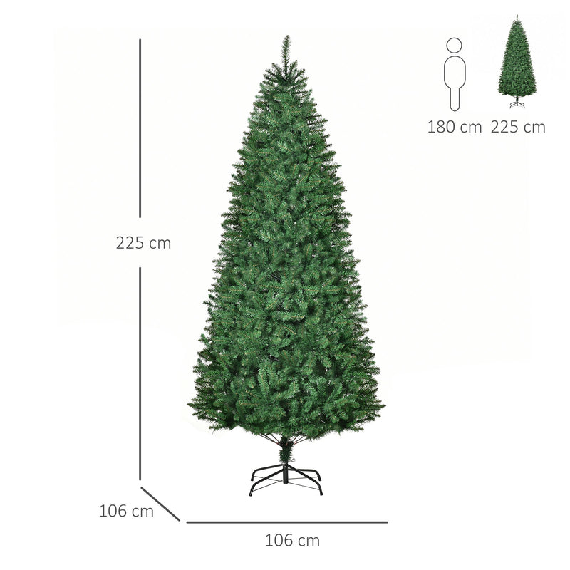 Albero di Natale Artificiale 225 cm 1146 Rami 450 Luci LED Bianche Verde-3