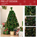 Albero di Natale Artificiale 90 cm 95 Rami a Fibre Ottiche Multicolore Verde-4