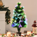 Mini Albero di Natale Artificiale 55 cm 40 Rami 40 Luci Fibre Ottiche Colorate Verde-2
