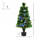 Mini Albero di Natale Artificiale 55 cm 40 Rami 40 Luci Fibre Ottiche Colorate Verde-3