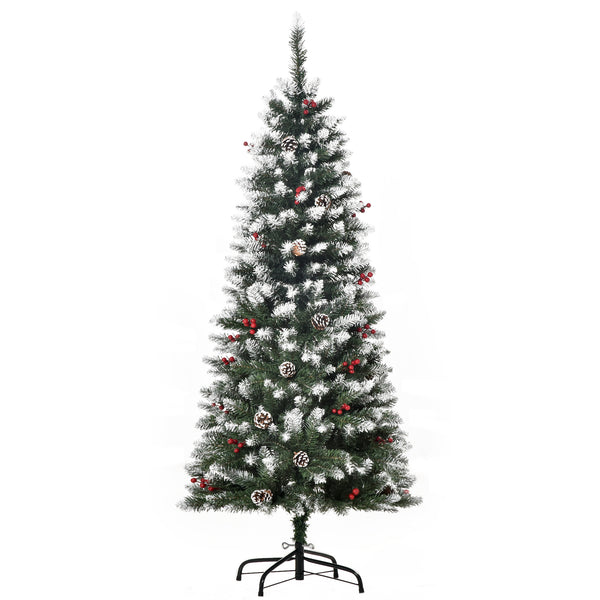 Künstlicher Weihnachtsbaum mit Schnee bedeckt 150 cm 408 Zweige mit grünen Tannenzapfen online