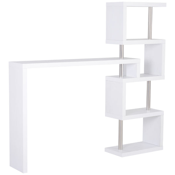 online Regal Bücherregal 4 Ebenen mit Tisch aus weißem MDF