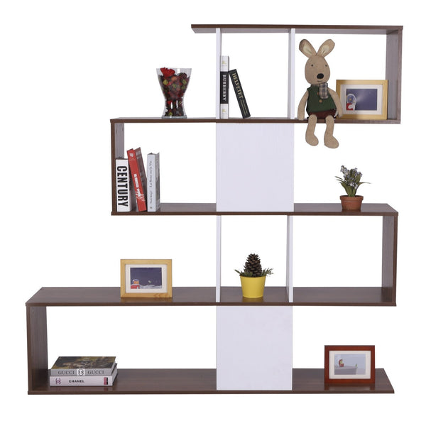 Modernes Design Bücherregal Büromöbel Weiß und Walnuss Regal 144x30x125 cm sconto