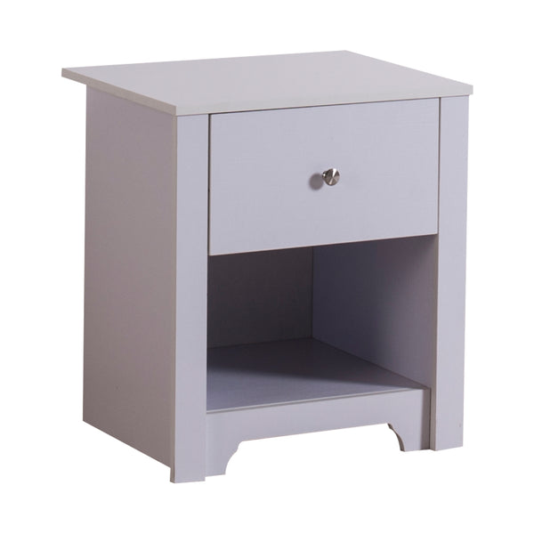 acquista Nachttisch mit Schublade und Fach aus weißem Holz 53x42,5x59 cm