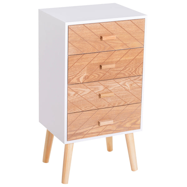 acquista Kommode aus Holz 4 Schubladen in Weiß und Holz 40x30x75 cm