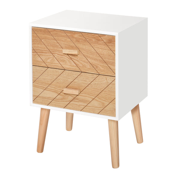 Nachttisch aus Holz 2 Schubladen Skandinavischer Stil Weiß und Holz 40x30x55,5 cm prezzo