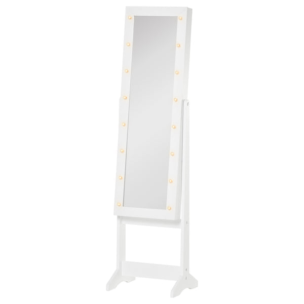 prezzo Stehspiegel, verstellbarer Schmuckschrank und weiße LED-Leuchten, 36 x 30 x 136 cm