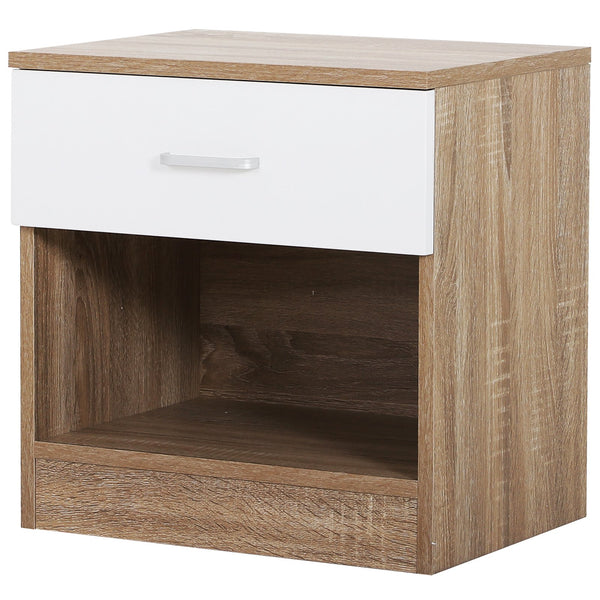 acquista Nachttisch für Schlafzimmer aus Holz 45x35x46,5 cm Home Eiche und Weiß
