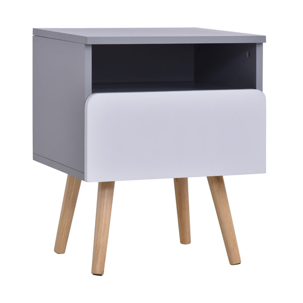 Nachttisch 1 Schublade 40 x 34,3 x 50 cm aus grauem und weißem MDF-Holz sconto