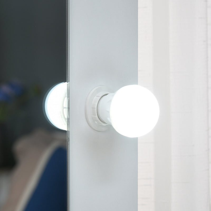 Toletta da Camera con Specchio e LED 70x40x160 cm in Legno Truciolare Bianco-6