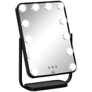 Specchio da Tavolo con LED 32,8x11x47,4 cm per Trucco Make up Nero-1