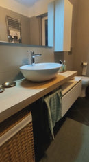 Hängender Badezimmerschrank und sanft schließende Schublade für Aufsatzwaschbecken in Melamin 100 x 45 x 37 cm TFT Ibiza White