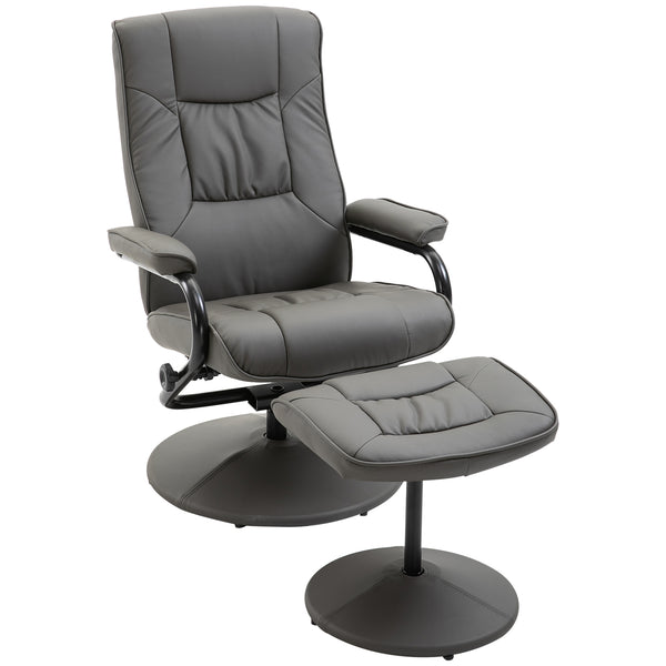 online Relax-Liegestuhl mit Fußstütze aus schwarzem Kunstleder