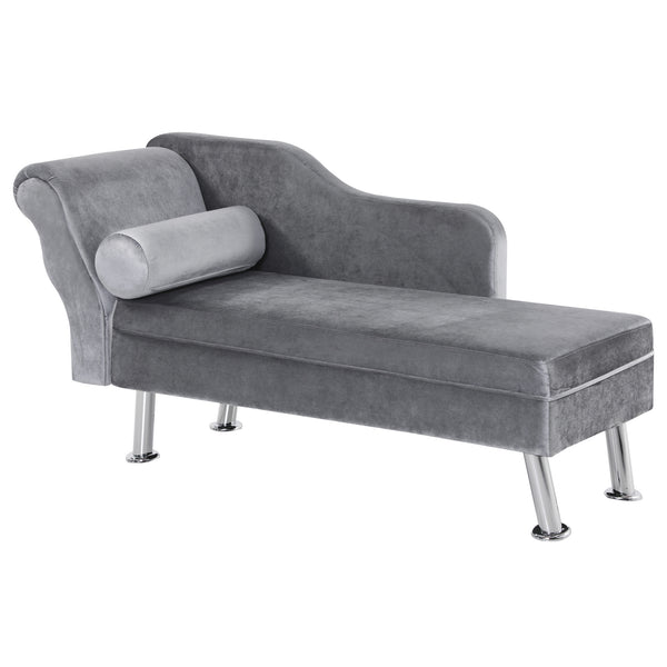 sconto Chaiselongue-Sofa mit Kissen 160 x 56 x 75 cm aus Metall und grauem Stoff