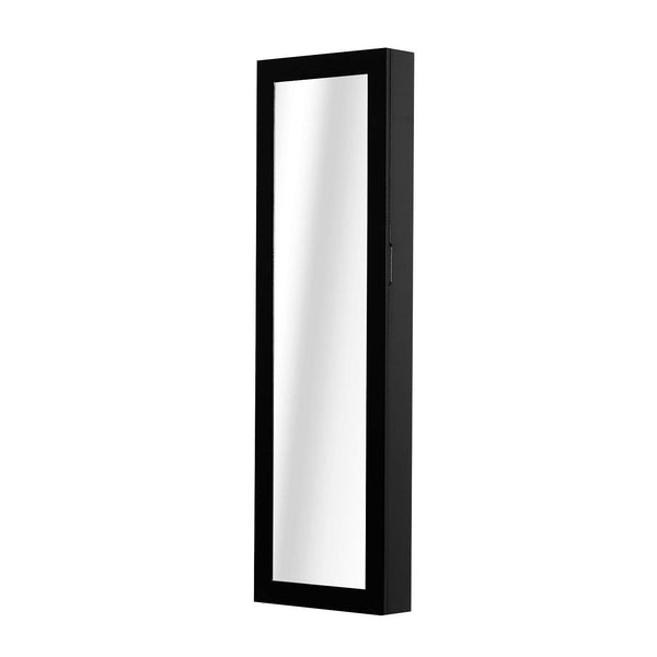 Wandmontierter Schmuckschrank mit Spiegel aus schwarzem MDF-Holz 37 x 9,5 x 121 cm sconto