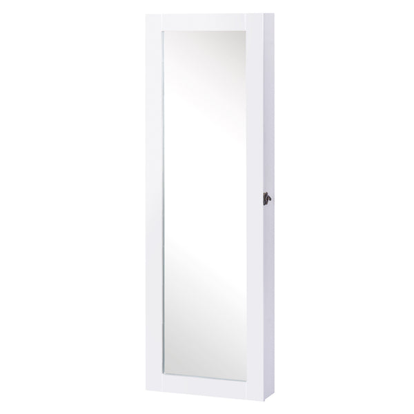 prezzo Wandmontierter Schmuckschrank-Spiegel aus weißem MDF-Holz 37 x 9,5 x 112 cm