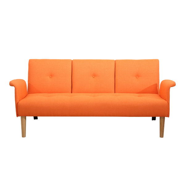 sconto 3-Sitzer-Schlafsofa mit Couchtisch aus orangefarbenem Leinen, 190 x 85 x 79 cm