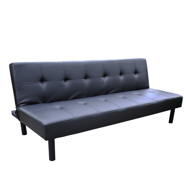 online 3-Sitzer-Liegesofa aus schwarzem Kunstleder 178 x 75 x 72 cm