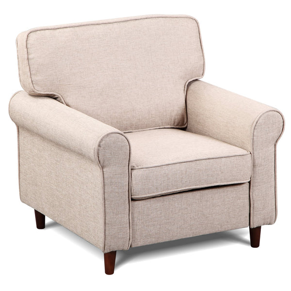 Moderner Sessel mit abnehmbaren Kissen aus Leinenstoff und cremefarbenem Schwamm 95x84x92 cm acquista
