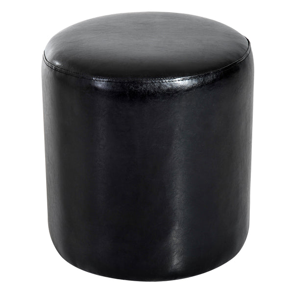 prezzo Pouf Fußstütze runder gepolsterter Hocker aus schwarzem Kunstleder 45x45x50 cm