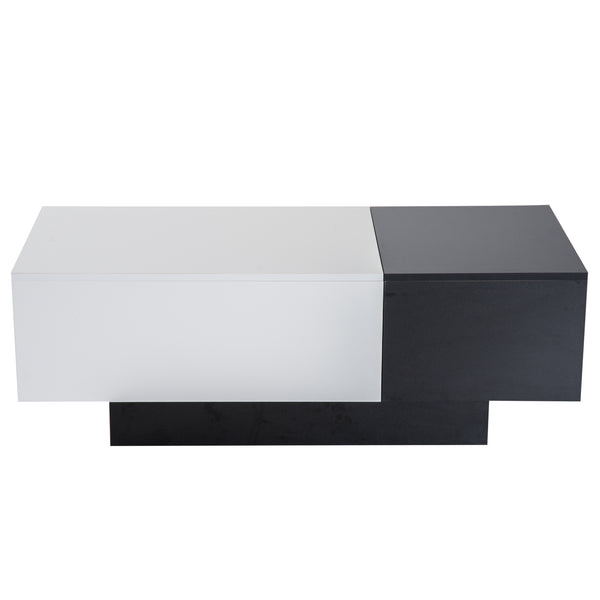 Schwarz-weißer ausziehbarer Couchtisch 51 x 140 x 116-160 cm online
