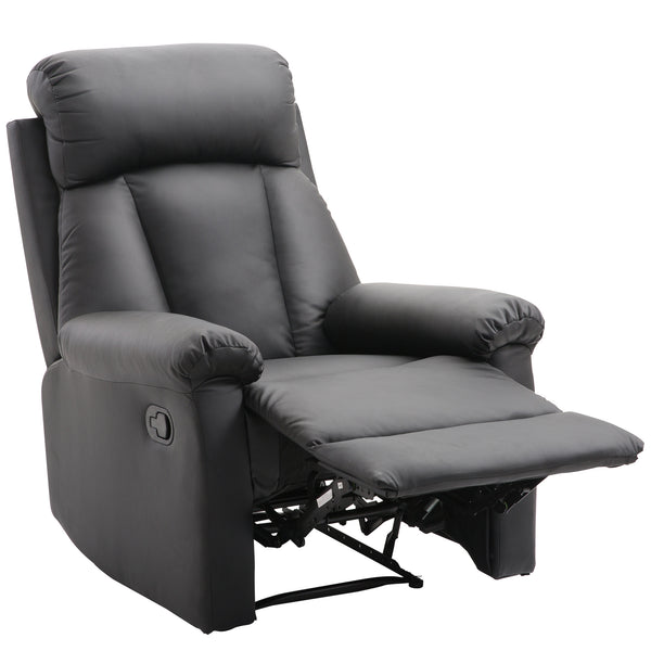 prezzo Klassischer Relaxsessel aus schwarzem Kunstleder mit verstellbarer Rückenlehne und Fußstütze