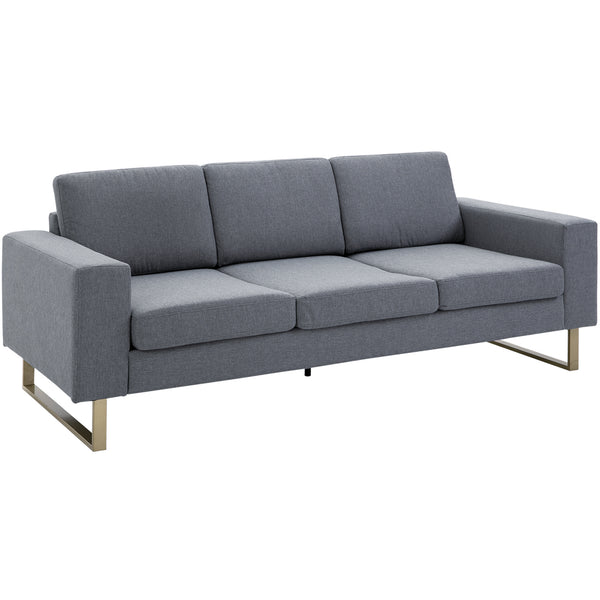 3-Sitzer-Sofa mit Kissen aus dunkelgrauem Leinenstoff 200 x 82 x 78 cm sconto