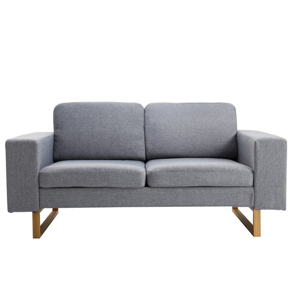 online 2-Sitzer-Sofa mit Kissen aus grauem Leinenstoff 160 x 82 x 78 cm