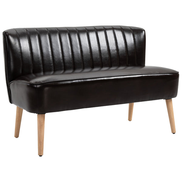 online 2-Sitzer-Sofa aus braunem Kunstleder 117 x 56,5 x 77 cm